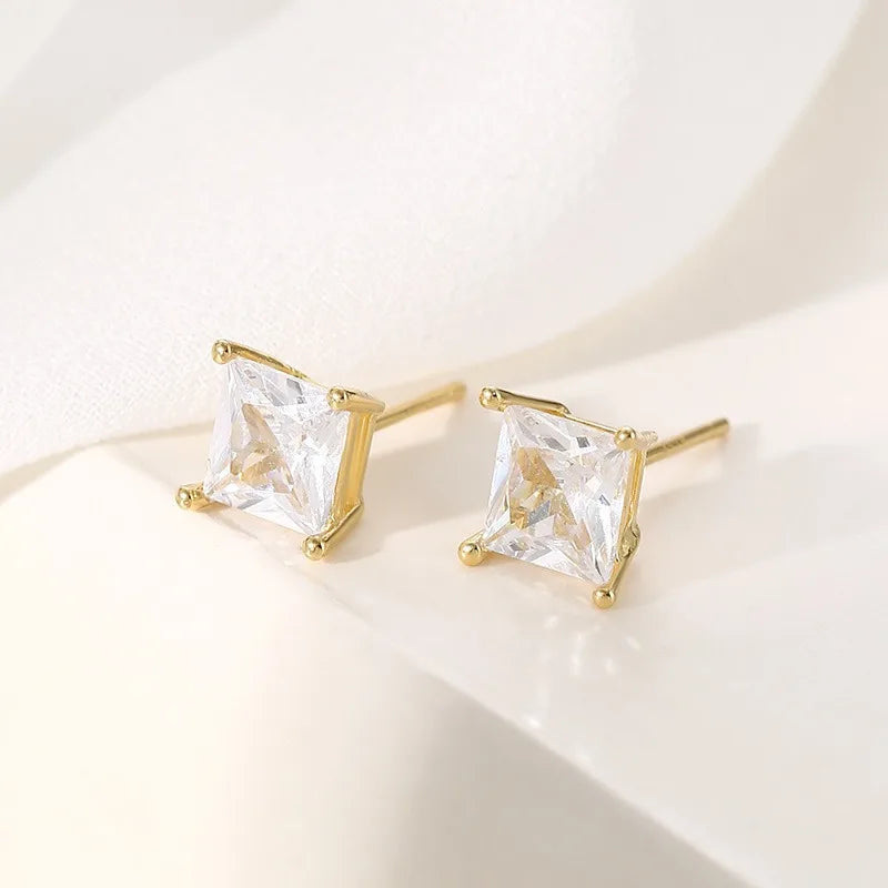 TrustDavis Real 925 Sterling Silver fashion Four clawed square earring ear rest Handmade DIY Accessories Wholesale DZ1761