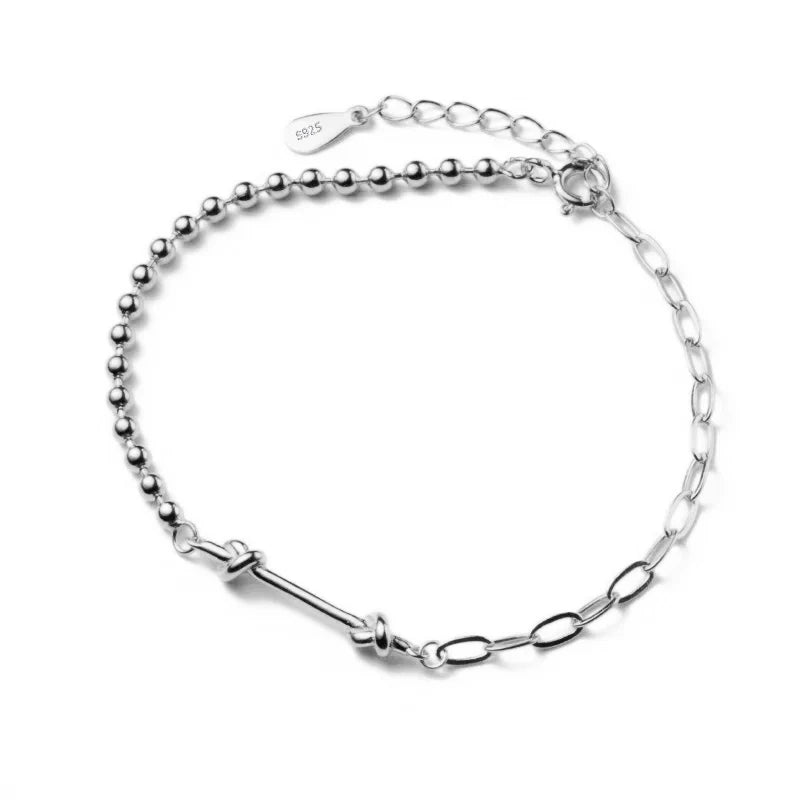 Trustdavis Genuine 925 Sterling Silver Minimalist Charm Shiny Knotted Bead Bracelet Wedding Party Jewelry Gift DS4099