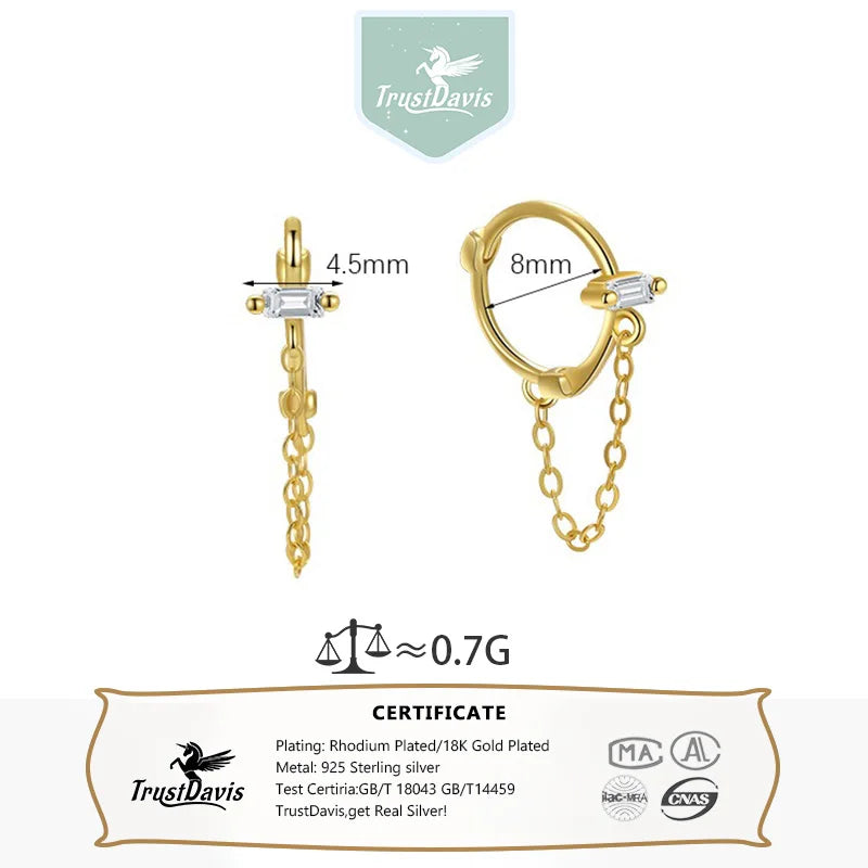 Square Zircon Tassel Hoop Earring DS4852