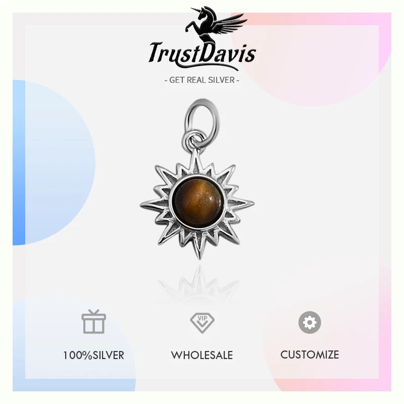 Tiger Eye Stone Sun Charm Pendant DZ1738