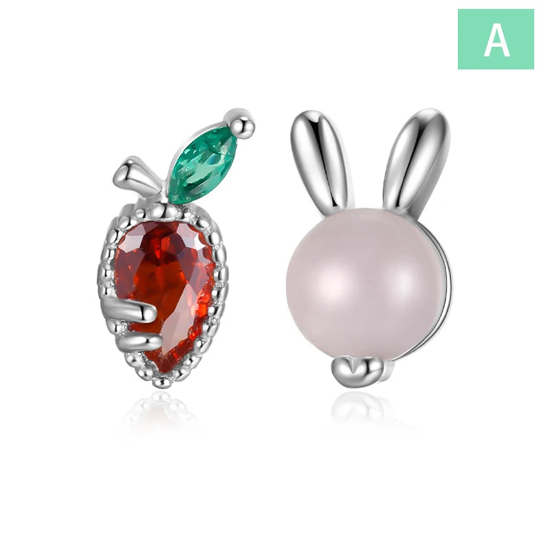 TrustDavis Real 925 Sterling Silver Cute Carrot Rabbit Screw Stud Earrings For Women Young Daughter Birthday Party Gift DS4579