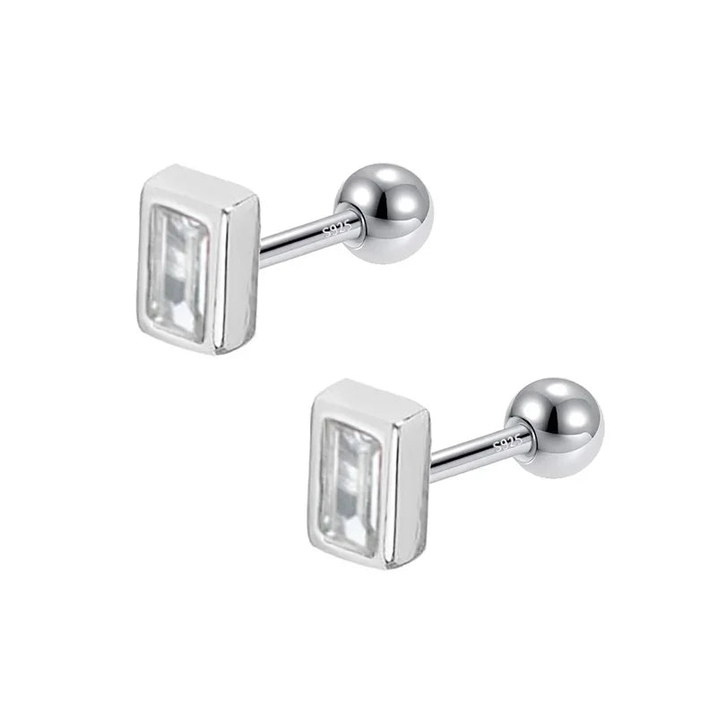 Geometric Square CZ Screw Stud Earring DB1144