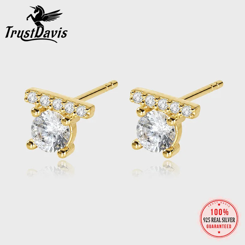 Fashion and Luxury Round Zircon Stud Earrings DS4937