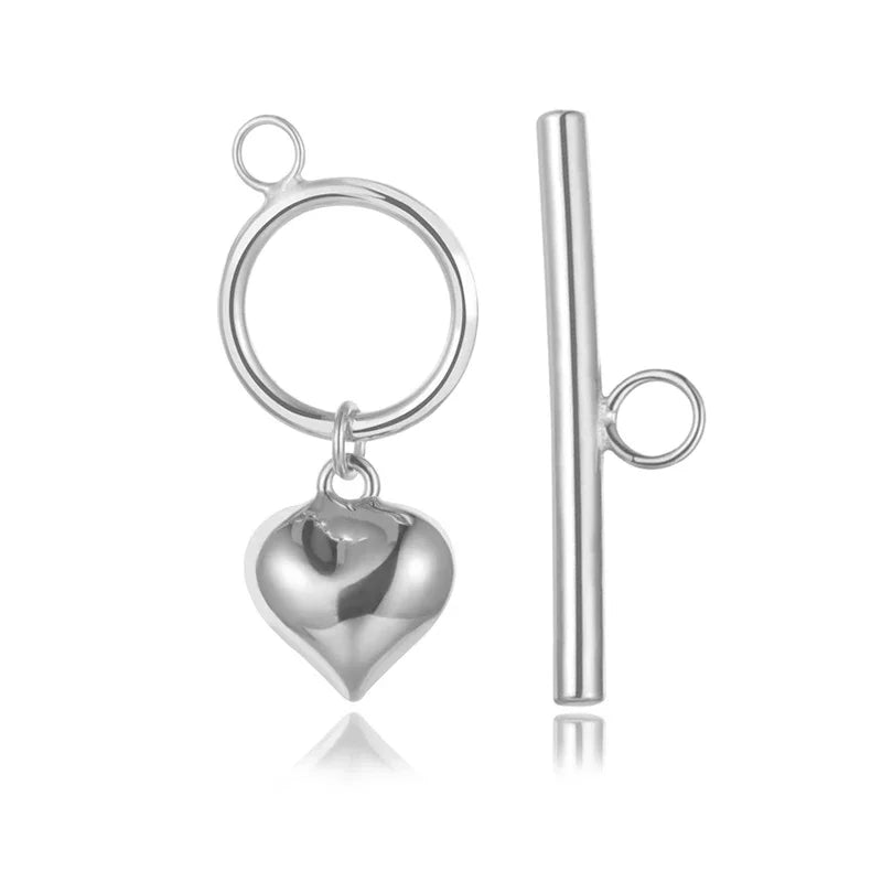 TrustDavis Real 925 Sterling Silver Fashion Romantic Heart OT Clasp Charm Pendant Handmade DIY Accessories Fine Jewelry HY295
