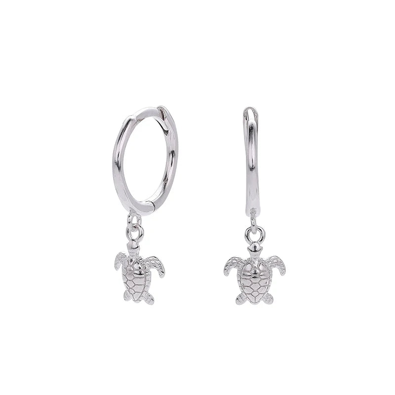 TrustDavis Real 925 Sterling Silver Women's Fashion and Simple Marine Animal Turtle Drop Earrings for Women Gift Jewelry DS4461