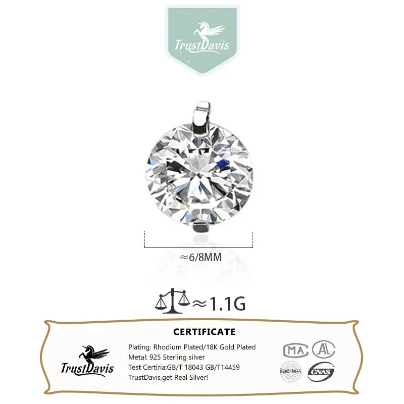 TrustDavis Real 925 Sterling Silver Fashion Fish Line Pearl Zircon Charm Pendant Handmade DIY Accessories Fine Jewelry DZ1711