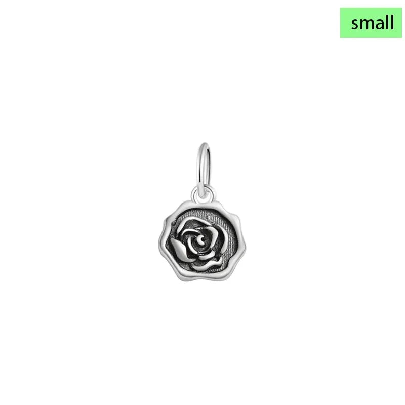 TrustDavis New Fashion Real 925 Sterling Silver Trendy Romantic Rose Charm Pendant Handmade DIY Accessories Wholesale DZ1681