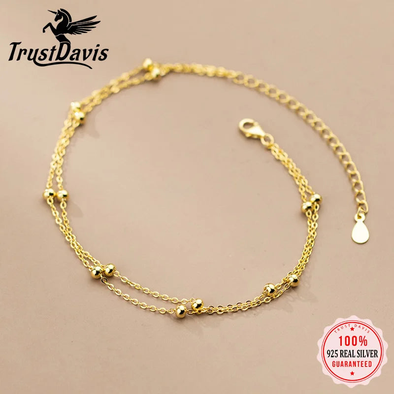 Double Layer Beads Chain Anklets DA2343