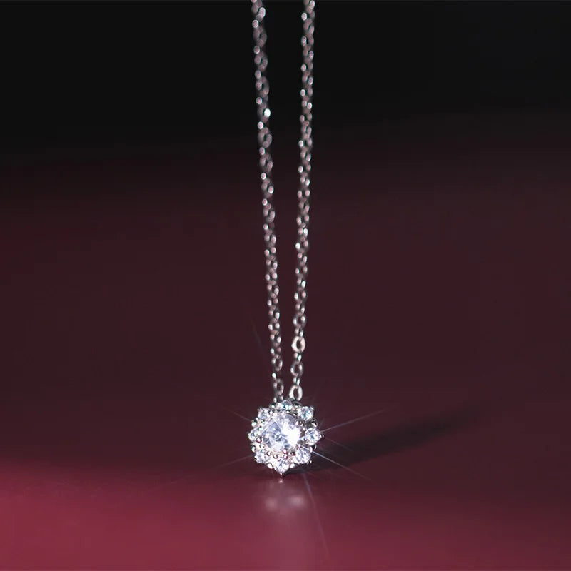 TrustDavis Real 925 Sterling Silver Fashion Snowflake Shiny CZ Clavicle Necklace For Women Wedding Party S925 Jewelry DG0199