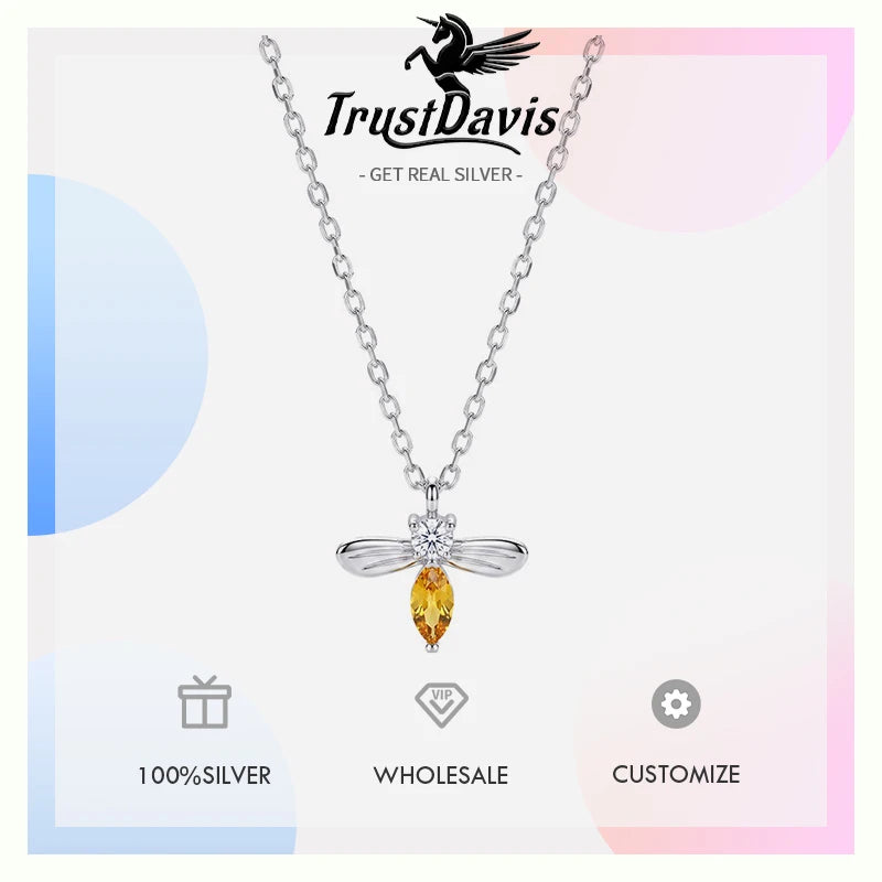 Animal Bee Zircon Necklace for Women Daily Wear Jewelry Gift DS4985