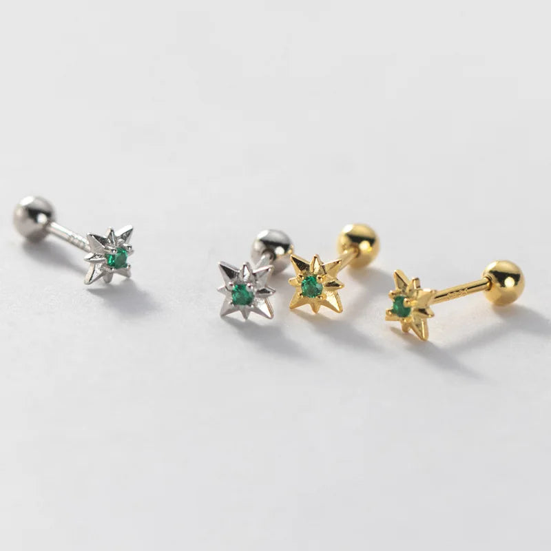 TrustDavis Real 925 Sterling Silver Tiny Star Screw Stud Earrings for Women Wedding Party Fine Dazzling CZ S925 Jewelry DS3674
