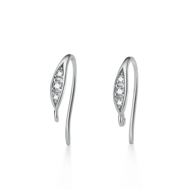 TrustDavis Real 925 Sterling Silver Fashion Dazzling CZ Opening Handmade Ear Hook Earring DIY Accessories Fine Jewelry HY365
