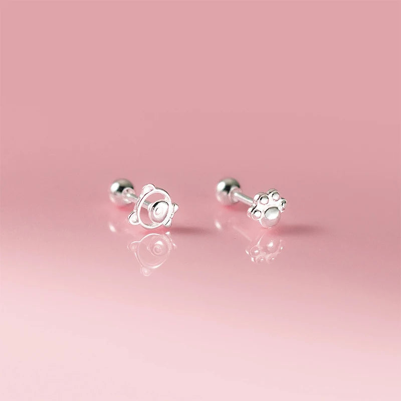 Bear Paw Screw Earrings for Women Daily Wear Jewelry Gift DS4982