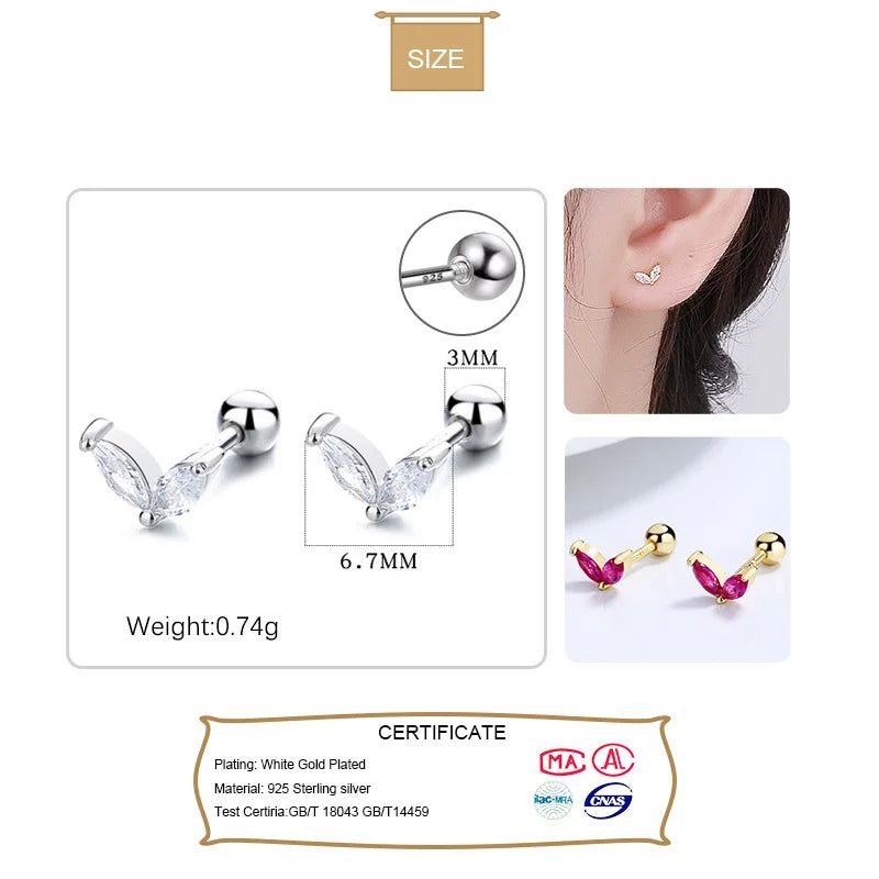 Leaves Shiny Screw Stud Earrings DA2256
