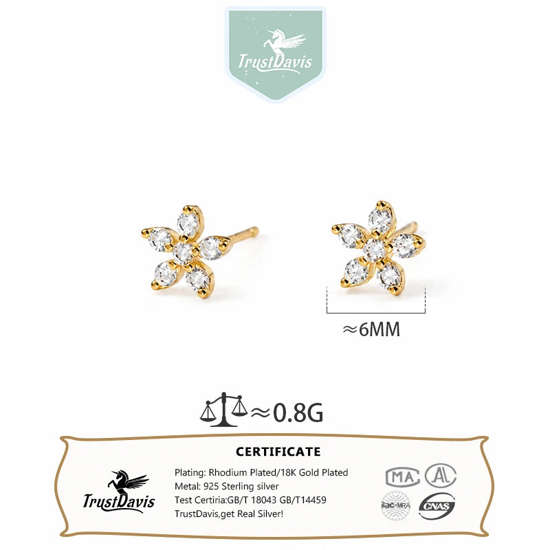 Fshion Cherry Blossom Zircon Stud Earrings for Women DS4965
