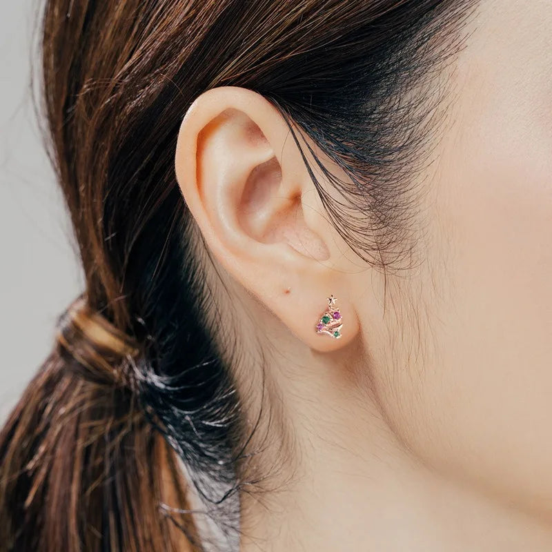 Christmas Tree Screw Stud Earrings DS4616
