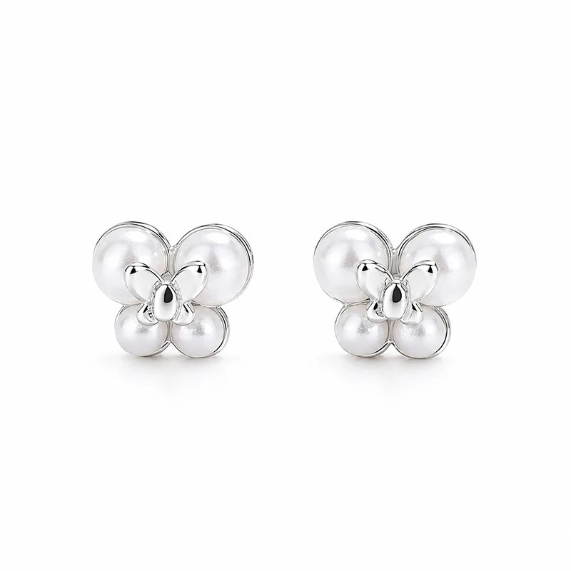 Pearl Stud Earrings Minimalist Double Butterfly Earrings DS4995