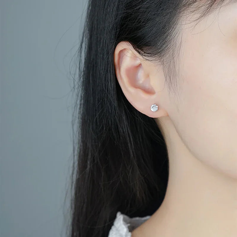 TrustDavis Real 925 Sterling Silver Semicircle CZ Screw Stud Earrings For Women Children Baby Girls Kid Minimalist Jewelry DS931