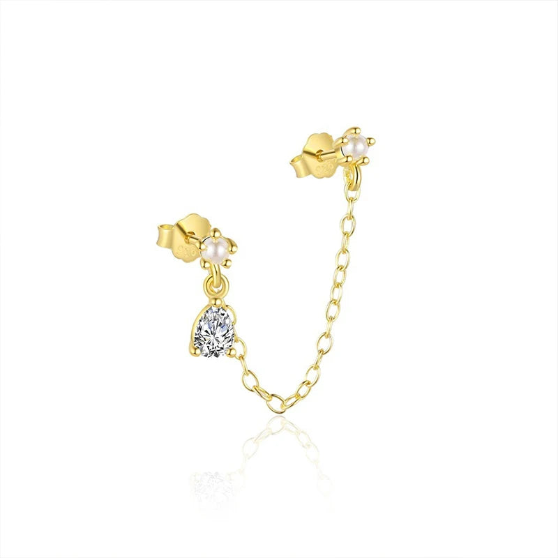 TrustDavis 925 Sterling Silver Women's Fashion Simple Single Tassel Long Chain Earrings for Women Girls Jewelry Gift DS4448