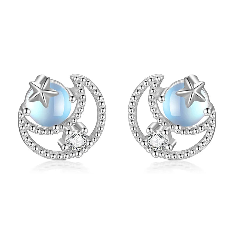 Trustdavis Real 925 Sterling Silver Sweet Love Moon Screw Stud Earrings for Women Children Girls Minimalist Jewelry DF2029