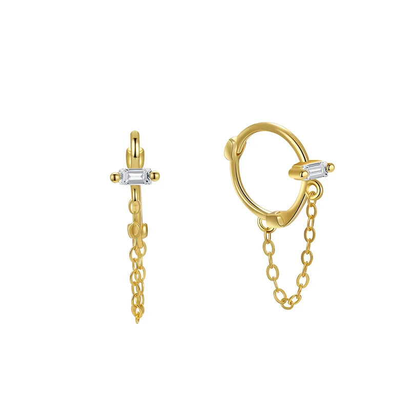Square Zircon Tassel Hoop Earring DS4852
