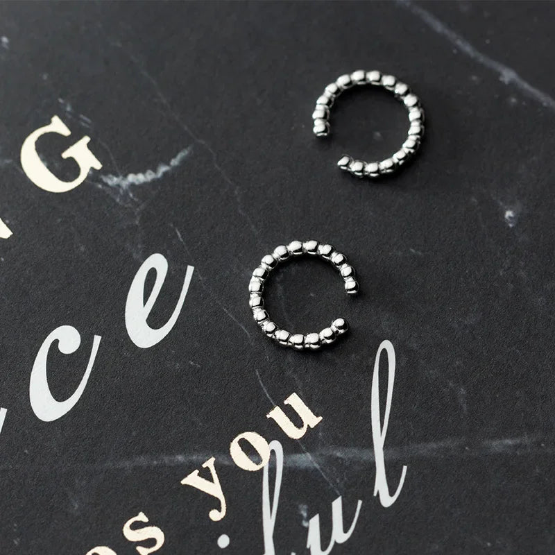 Trusta  Minimalist Genuine 925 Sterling Silver Twist Clip On Earrings Ear Cuff  For Women Without Piercing Earring Jewelry DA596