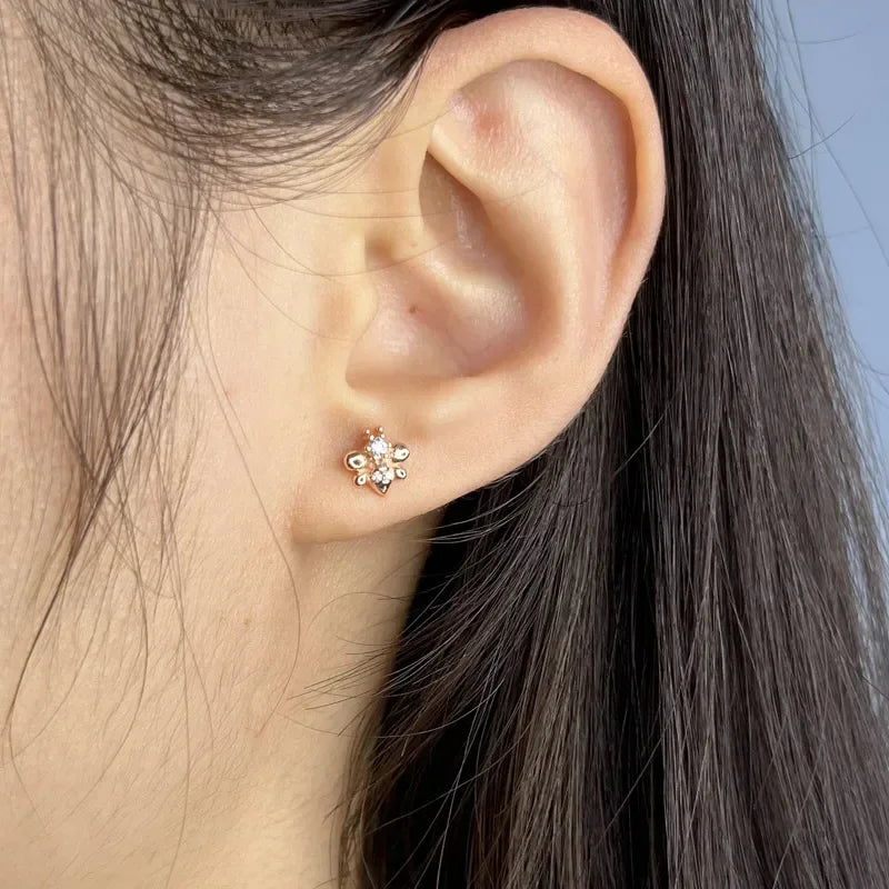 TrustDavis Real 925 Sterling Silver Insects Bee Rabbit Screw Stud Earrings Women Daughter Birthday Party Gift Jewelry DS4388