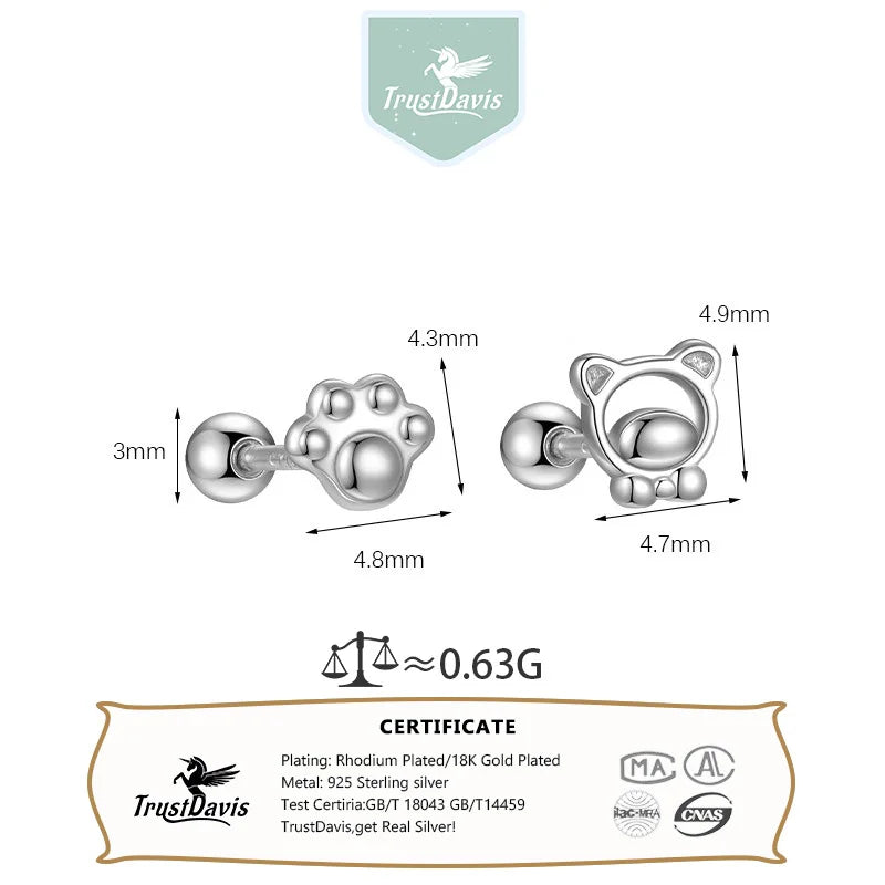 Fashion Sweet Cute Bear Paw Screw Earrings DS4770