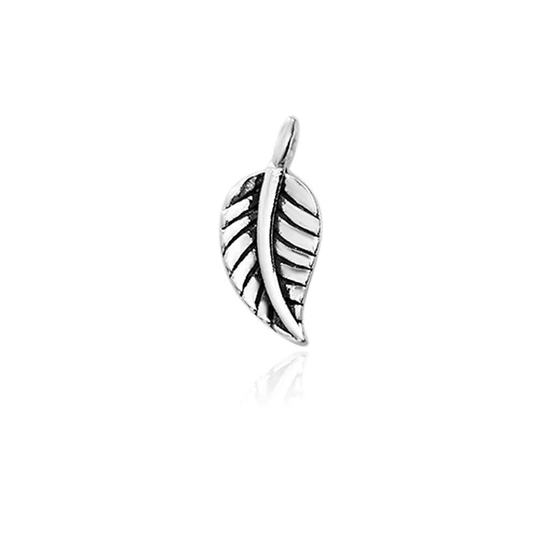 TrustDavis New Real 925 Sterling Silver Fashion Personality Leaf Charm Pendant Handmade DIY Accessories Wholesale DZ1724