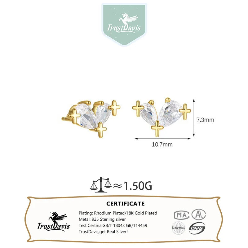 Star Heart Zirconia Stud Earrings DS4856
