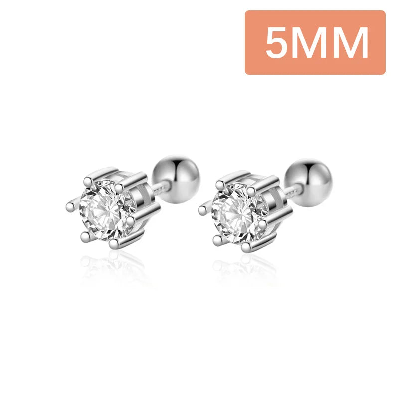 Six Claw Zircon CZ Screw Stud Earrings  DS3472