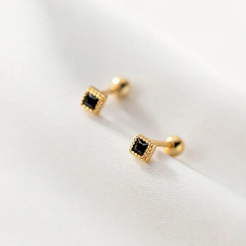Square Shiny Screw Stud Earrings DB1090