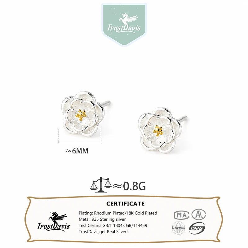 Camellia Flower Stud Earrings for Women Daily Wear Dainty Jewelry Gift DS4962