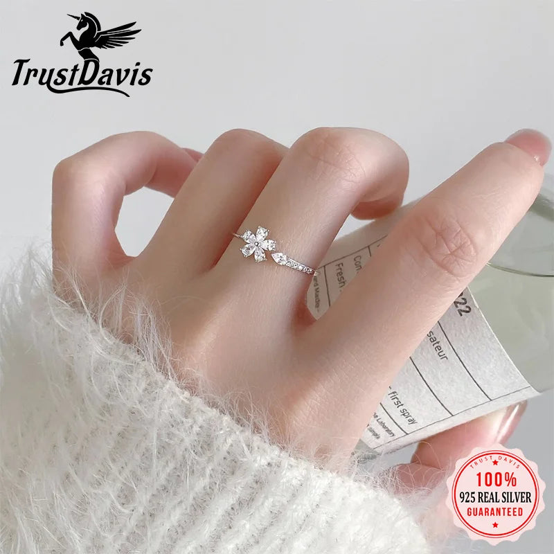 Flower Teardrop Zircon Open Ring DS4792