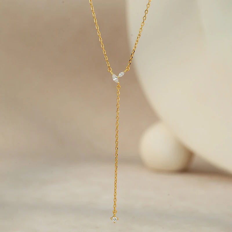 Y‑Shape Tassel Zircon Necklace for Women Daily Wear Jewelry Gift DS4986
