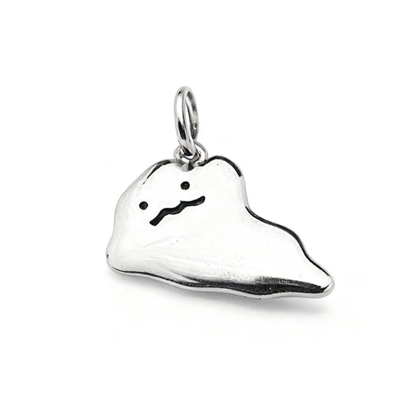 TrustDavis Real 925 Sterling Silver Personality Cute Ghost Halloween Charm Pendant Handmade DIY Accessories Jewelry DZ1810