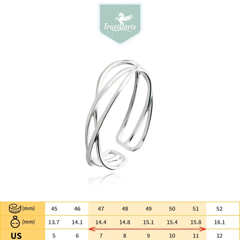 TrustDavis 100% 925 Sterling Silver Fashion Women Jewelry Hollow Cocktail Ring Sizable 5 6 7 Girls Xmas Gift DS482