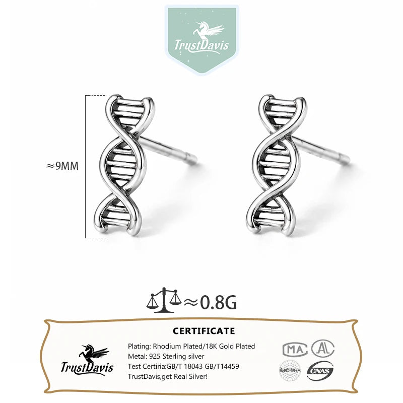 DNA Stud Earrings Minimalist Double Helix Earrings DS5001