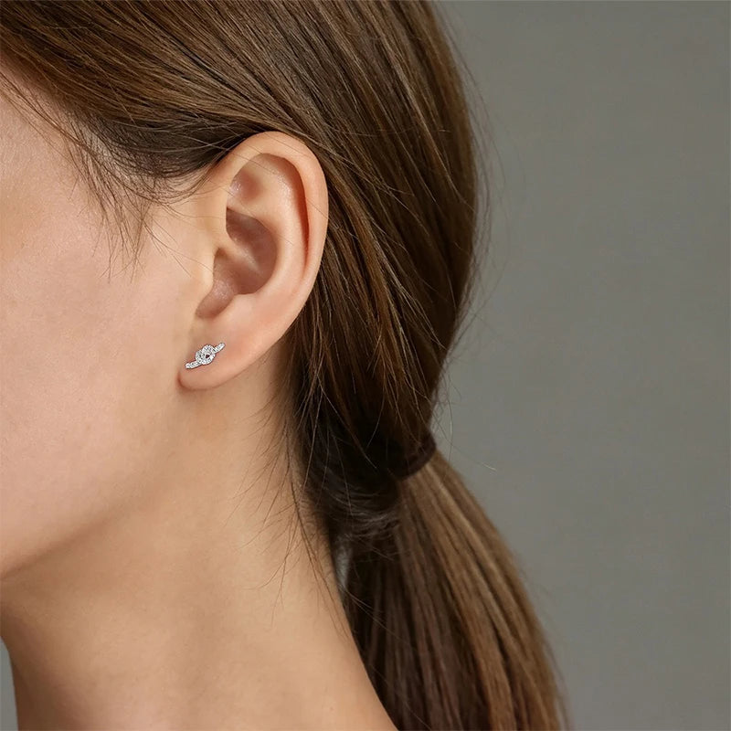Knot Earring Minimalist Cube CZ Love Knot Stud Earrings DS5000