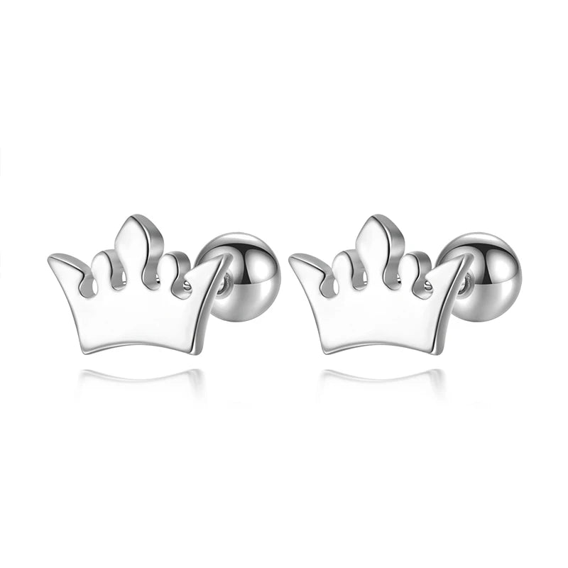 Fine Princess Crown Stud Earrings Gift DS4567