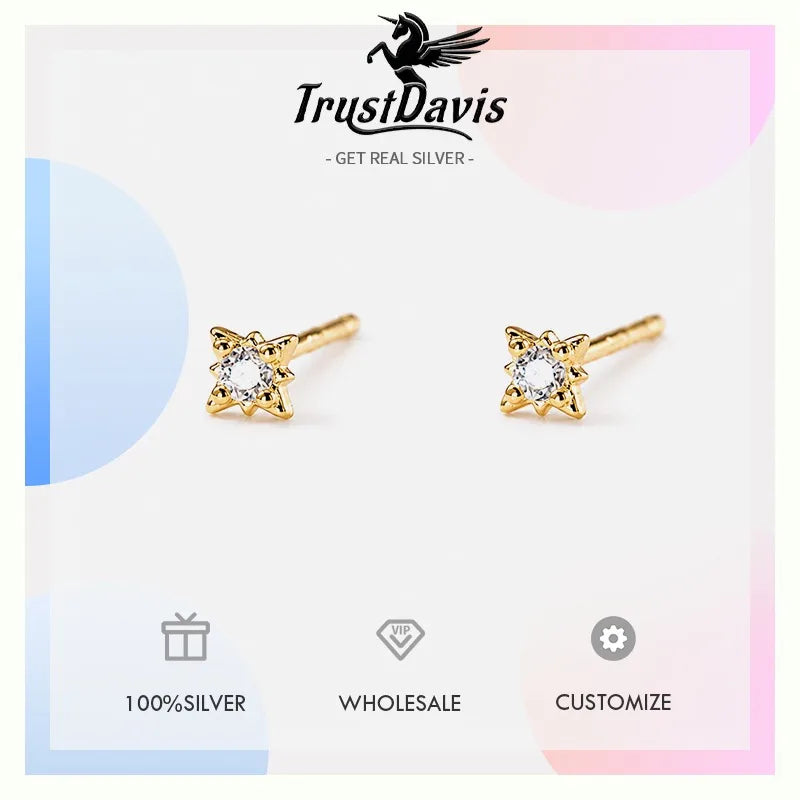 Fashion Eight-pointed Star Zircon Stud Earrings for Women DS4967