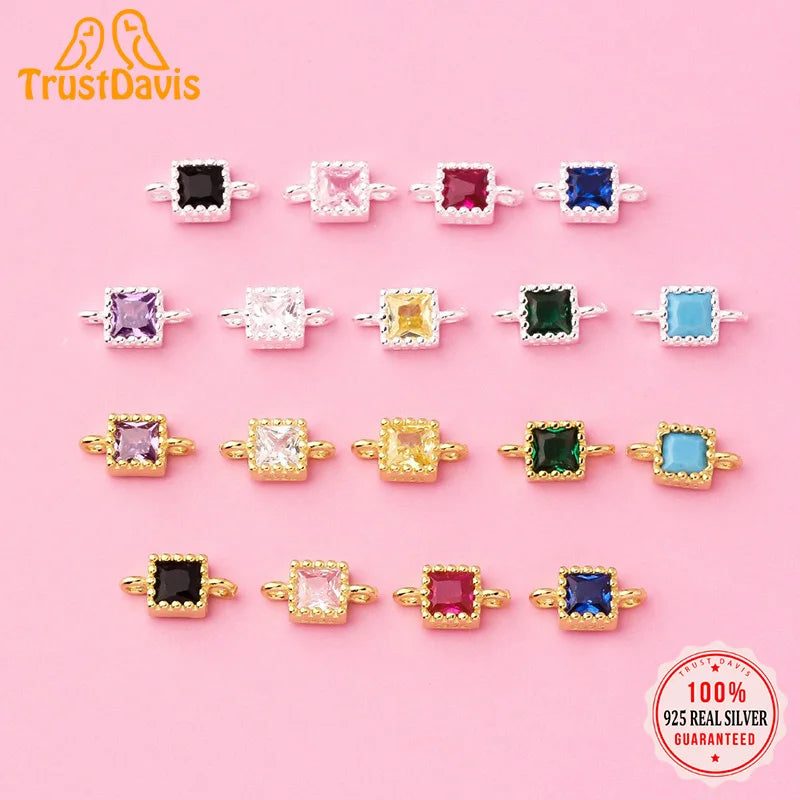 Simple Double Ring Square Charm Pendant Handmade DIY Accessories DZ1659