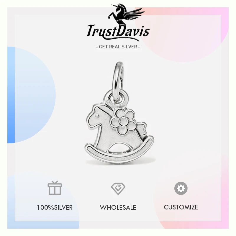 Pendant Handmade DIY Necklace Bracelet Accessories Fine Pony Shape Silver 925 Jewelry DZ1823