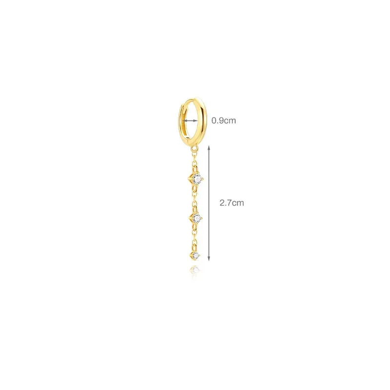 Star and Moon Diamond-Studded Tassel Earrings DS4833