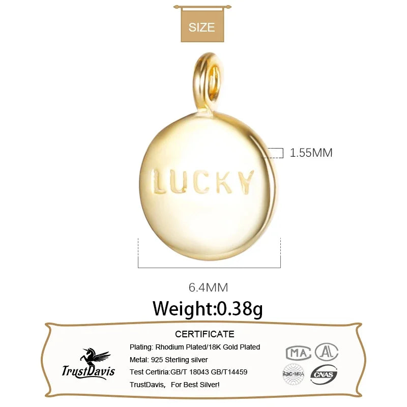 Round Letter Lucky Charm Pendant DIY Accessories DZ299