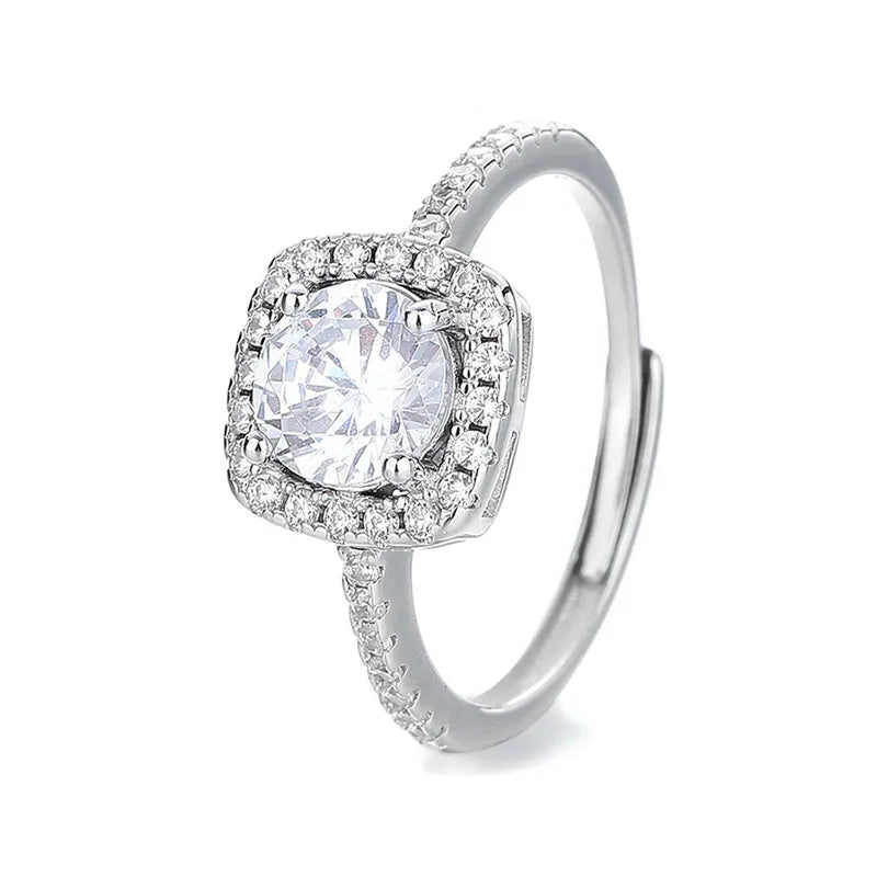 Fashion and Luxury Square Zircon Adjustable Ring DS4932