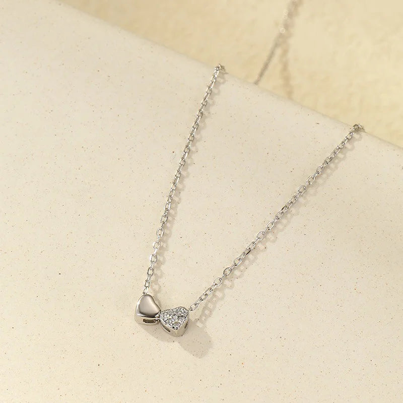Double Heart Zircon Necklace DS4825