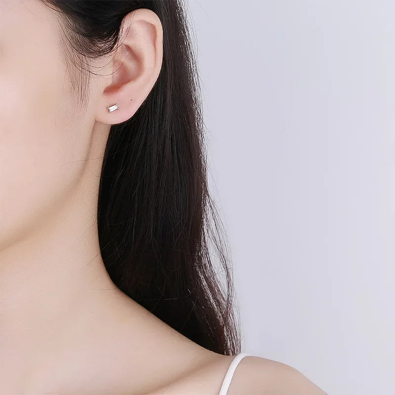 Trustdavis Real 925 Sterling Silver Stick Screw Stud Earrings For Women Children Baby Girls Kids Mini Minimalist Jewelry DA45