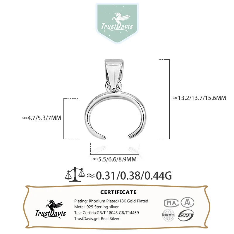 TrustDavis Real 925 Sterling Silver Fashion Bull Nose Clip Charm Pendant Handmade DIY Accessories Fine Jewelry Wholesale DZ1742