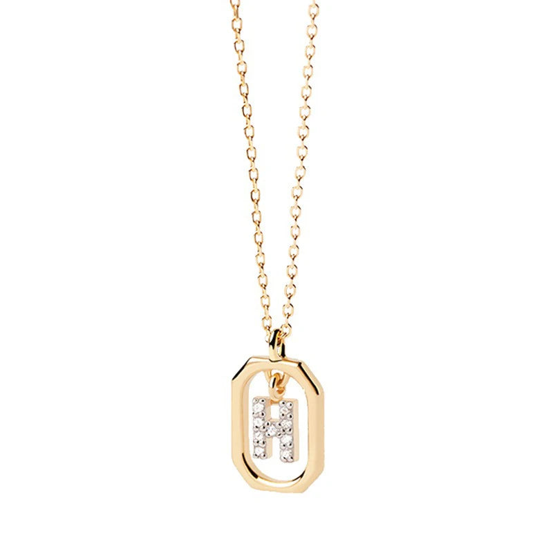 Square Hollow 26 Letter Necklace DS4772